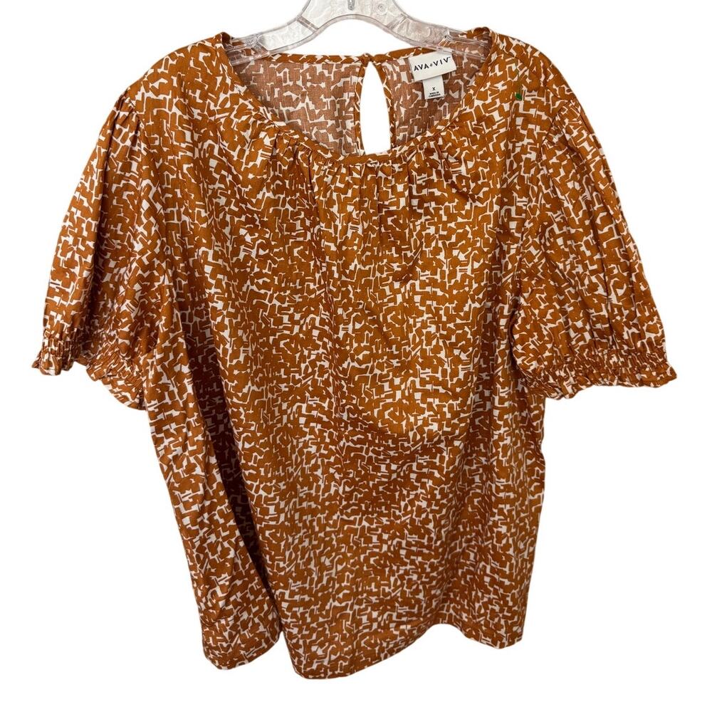 R122 Ava & Viv Sz X / XL Boho Ruffle Sleeve Cotton Lightweight Top R0000122